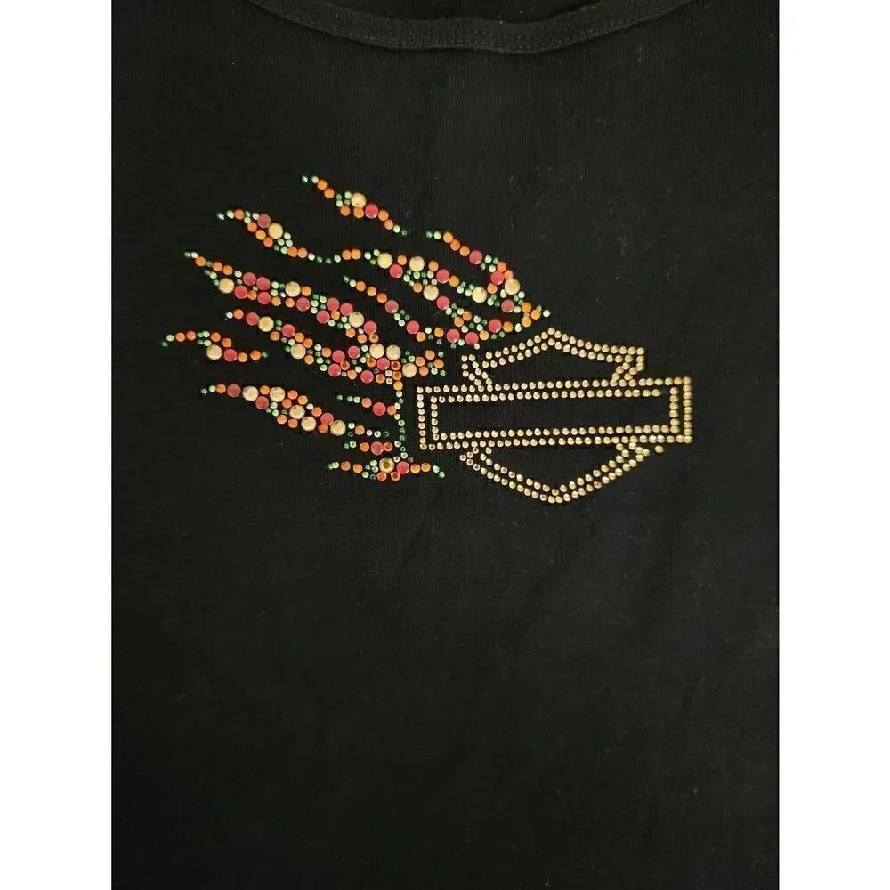Harley-Davidson 2X long sleeved blacktop with embellished Top Rainbow Multicolor